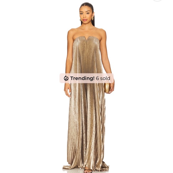 L’idee Black Tie Gown Gold Shimmer Size 6/XS - Picture 3 of 8
